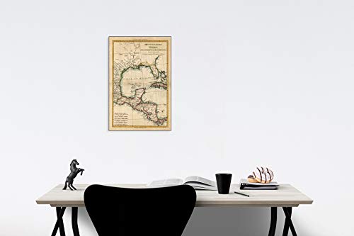 Historic Map - L'Ancien et Le Nouveau Mexique, Avec La Floride Et La Basse Loui/Colonial era Map of The Gulf Coast, Florida, Texas, Central America, 1787 - Vintage Wall Art 44in x 64in