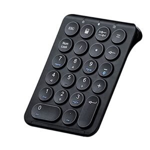 sanwa bluetooth numeric keypad, rechargeable wireless ten key number pad, 22-key portable & slim financial accounting numpad for laptop computer, compatible with macbook, windows, android, ios, black