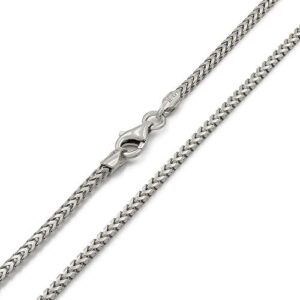 925 italian sterling silver 2mm solid franco chain, rhodium plated square box link necklace, giorgio bergamo (24)