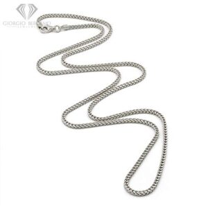 925 Italian Sterling Silver 2mm Solid Franco Chain, Rhodium Plated Square Box Link Necklace, Giorgio Bergamo (24)