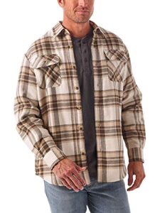 wrangler authentics men's long sleeve sherpa lined shirt jacket, birch, medium