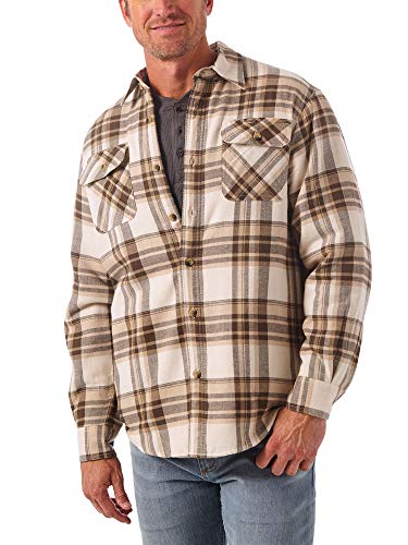 Wrangler Authentics Men's Long Sleeve Sherpa Lined Shirt Jacket, Birch, Medium