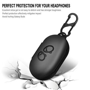LiZHi Case for Samsung Galaxy Buds + Plus (2020) / Galaxy Buds (2019), Galaxy Earbuds Silicone Skin Cover Shock-Absorbing Protective Case with Keychain, Black