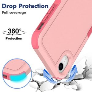 MAXCURY for iPhone XR Case, Heavy Duty Shock Absorption Full Body Protective Case with Hard PC Bumper + Soft TPU Back Cover for iPhone XR 6.1 inch Not Built in Screen Protector (Pink)