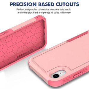 MAXCURY for iPhone XR Case, Heavy Duty Shock Absorption Full Body Protective Case with Hard PC Bumper + Soft TPU Back Cover for iPhone XR 6.1 inch Not Built in Screen Protector (Pink)