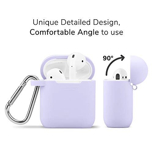 GMYLE Airpods Case Cover with Keychain, [Front LED Visible] Silicone Full Protective Wireless Charging Airpods Case Cover Skin Accessories kit Set Compatible for Apple AirPods 2 & 1 – Lavender Purple