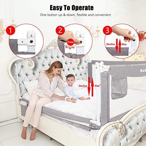 BabyGuard Bed Rails for Toddlers - Extra Long and Tall Specially Designed for Twin, Full, Queen, King & California King Bed Mattress (1 Side, 80")