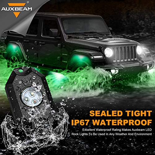 Auxbeam RGB LED Rock Light for Trucks 4 Pods LED Rock Lights with Bluetooth APP Control, Multicolor Rock Light Kit for Car Waterproof Underglow Lights for ATV UTV Off Road SUV RZR Boat Motorcycle