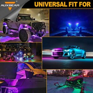 Auxbeam RGB LED Rock Light for Trucks 4 Pods LED Rock Lights with Bluetooth APP Control, Multicolor Rock Light Kit for Car Waterproof Underglow Lights for ATV UTV Off Road SUV RZR Boat Motorcycle