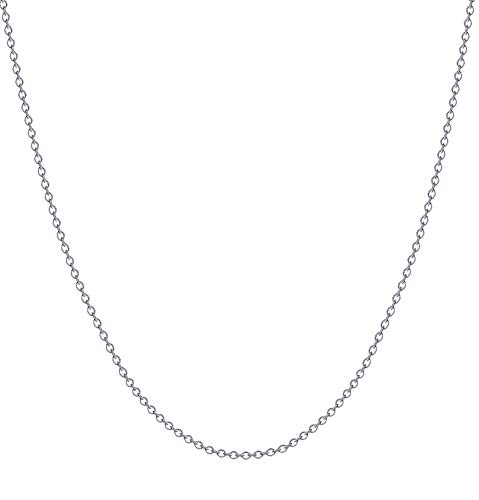 BORUO 925 Sterling Silver Cable Chain Necklace, 1mm Solid Italian Nickel-Free Lobster Claw Clasp 18 Inch