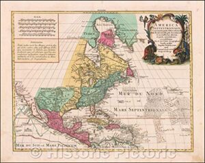 historic map - america septentrionalis concinnata juxta observationes, 1760, tobias conrad lotter v2 44in x 35in