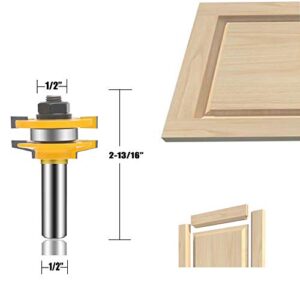 OLETBE 3 PCS Router Bit Set, 1/2-Inch Shank Round Over Raised Panel Cabinet Door Rail and Stile Router Bits, Woodworking Wood Cutter, Wood Carbide Groove Tongue Milling Tool(Gold)