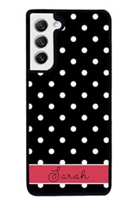 polka dot black white red personalized black rubber phone case compatible with samsung galaxy s23 s23+ ultra s22 s22+ s21 s21fe s21+ s20fe s20+ s20 note 20 s10 s10+ s10e