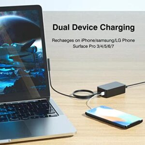 [Upgraded Version] Surface Pro Charger 65W for Surface Pro 3/4/5/6/7/8/9/X Power Supply Adapter, Compatible for Both Microsoft Surface Book Laptop/Tablet，Works with 65W&44W&36W&24W (6.6 Ft Cord)