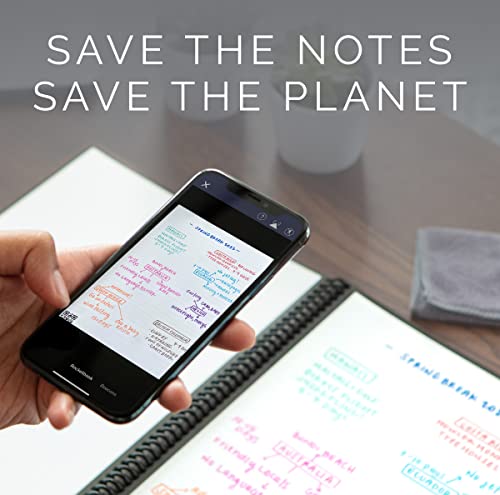 Rocketbook Planner & Notebook, Fusion : Reusable Smart Planner & Notebook | Improve Productivity with Digitally Connected Notebook Planner | Dotted, 8.5" x 11", 42 Pg, Infinity Black, with Pen, Cloth, and App