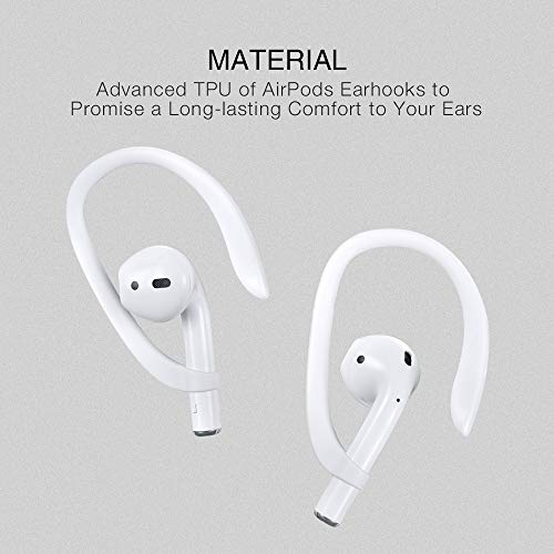 AirPods Ear Hooks Compatible with Apple AirPods 1, 2, 3, Pro and Pro 2, ICARERSPACE Anti-Slip Sports Ear Hooks for AirPods 1, 2, 3, Pro and Pro 2 - White