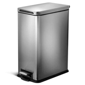 home zone living 8 gallon slim kitchen trash can, stainless steel, step pedal, 30 liter