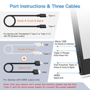 Eyoyo 13.3 inch USB C Touchscreen Monitor 1920x1080 IPS Portable Monitor Second Monitor for Laptop PC Mini PC Screen w/USB-C & HDMI Input