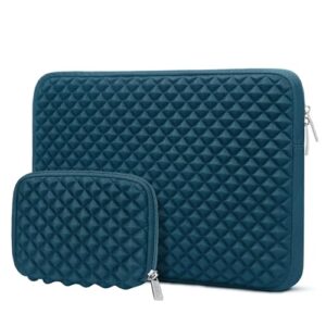 mosiso laptop sleeve compatible with macbook air/pro, 13-13.3 inch notebook, compatible with macbook pro 14 inch 2023-2021 a2779 m2 a2442 m1, diamond foam neoprene bag with small case, deep teal