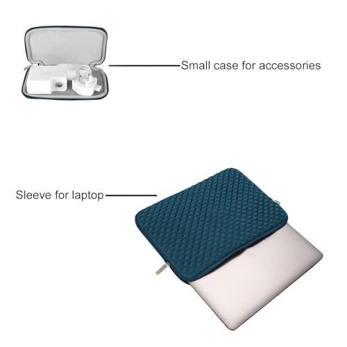 MOSISO Laptop Sleeve Compatible with MacBook Air/Pro, 13-13.3 inch Notebook, Compatible with MacBook Pro 14 inch 2023-2021 A2779 M2 A2442 M1, Diamond Foam Neoprene Bag with Small Case, Deep Teal