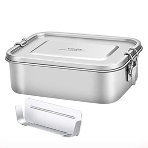 g.a homefavor divided stainless steel bento box, 2 compartments lunch box, lock clips design, 1200ml metal lunch box containers, steel lunch box, sandwich container - dishwasher safe - leak proof