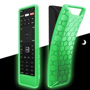 fintie remote case for vizio xrt122 smart tv remote, casebot (honey comb) lightweight anti-slip shockproof silicone cover for vizio xrt122 lcd led tv remote controller, green- glow in the dark