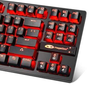 Mechanical Gaming Keyboard - MK1 RED LED Backlit Mechanical Keyboards - Small Compact 87 Key Metal Mechanical Computer Keyboard USB Wired Blue Equivalent Switches for Windows PC Gamers - Black