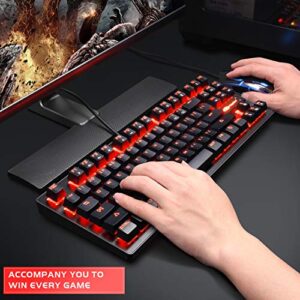 Mechanical Gaming Keyboard - MK1 RED LED Backlit Mechanical Keyboards - Small Compact 87 Key Metal Mechanical Computer Keyboard USB Wired Blue Equivalent Switches for Windows PC Gamers - Black