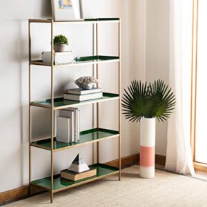 safavieh home justine contemporary green and brass 5-tier etagere bookshelf