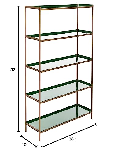 Safavieh Home Justine Contemporary Green and Brass 5-tier Etagere Bookshelf