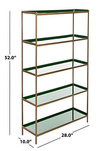 Safavieh Home Justine Contemporary Green and Brass 5-tier Etagere Bookshelf