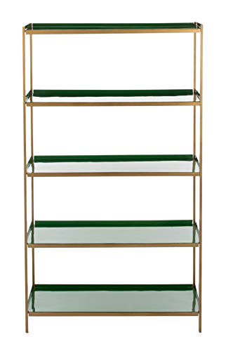 Safavieh Home Justine Contemporary Green and Brass 5-tier Etagere Bookshelf