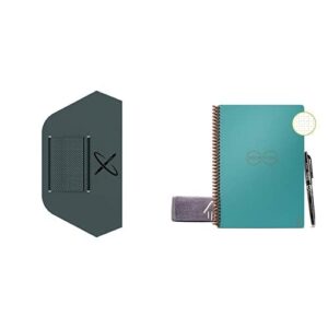 rocketbook smart reusable notebook - dot-grid eco-friendly notebook with 1 pilot frixion pen - neptune teal cover, executive size (6" x 8.8") & pen/pencil holder (pen station)