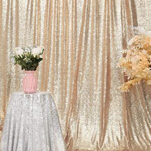 Juya Delight Light Gold Sequin Photography Backdrop Curtain for Party Banquet Festival Wedding Anniversary Exhibition,(6ft x 8ft，Light Gold)…