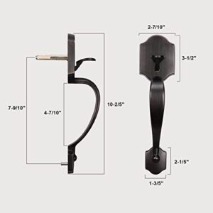 KNOBWELL 1 Pack Single Cylinder HandleSet Double Side Door Handle (for Entrance and Front Door) Reversible for Right and Left Handed Doors Handle Set Oil Rubbed Bronze Finish