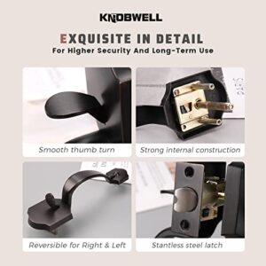KNOBWELL 1 Pack Single Cylinder HandleSet Double Side Door Handle (for Entrance and Front Door) Reversible for Right and Left Handed Doors Handle Set Oil Rubbed Bronze Finish