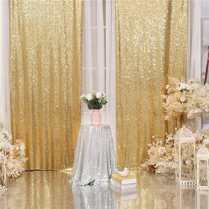 Eternal Beauty Gold Sequin Backdrop Curtain 2 Panels, Gold Curtain Backdrop for Party Decoration (W2 x H8FT-2PCS)