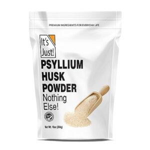 it's just! - psyllium husk powder, easy mixing dietary fiber, cleanse your digestive system, finely ground powder, ideal for keto baking, non-gmo (unflavored, 10oz (pack of 1))