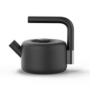 fellow clyde stovetop tea kettle - modern twist on a whistling teapot, stainless steel kettle, matte black, 1.7 liter