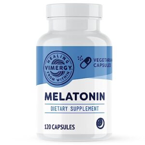 vimergy melatonin capsules, 120 servings – natural sleep aid – sleep supplement – helps you fall asleep faster & stay asleep longer - non-gmo, gluten-free, kosher, soy-free, vegan, paleo