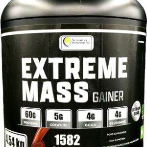 Extreme Mass Chocolate Weight Gainer, Muscle Builder, 10 lbs (4.54kg) Less Sugar for Intense Workout Training, high Calorie Fortified whey Protein