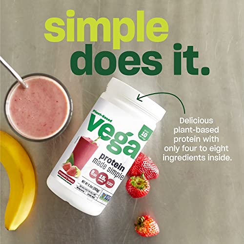 Vega Protein Made Simple Protein Powder, Vanilla - Stevia Free, Vegan, Plant Based, Healthy, Gluten Free, Pea Protein for Women and Men, 9.2 oz (Packaging May Vary)