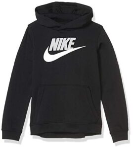 nike boy's sportswear club+ hbr pullover hoodie, black/(light smoke grey), small