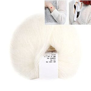 soft mohair wool knitting yarn lightweight hand knitwear yarn diy shawl scarf crochet thread(white)