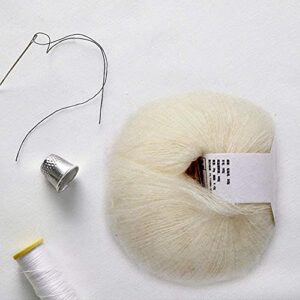 Soft Mohair Wool Knitting Yarn Lightweight Hand Knitwear Yarn DIY Shawl Scarf Crochet Thread(White)