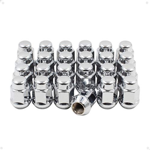 Wheel Accessories Parts Set of 24 Aftermarket Chrome Hex Lug Nuts Closed End Bulge Acorn Lug Nut Style 1. Cone Seat 19mm 3/4 Hex M14 x 1.50 2007-23 GMC Acadia 2009-22 Chevy Traverse