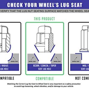 Wheel Accessories Parts Set of 24 Aftermarket Chrome Hex Lug Nuts Closed End Bulge Acorn Lug Nut Style 1. Cone Seat 19mm 3/4 Hex M14 x 1.50 2007-23 GMC Acadia 2009-22 Chevy Traverse