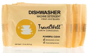 travelwell individually wrapped powder dish detergent,1.5 ounce per bag,100 bags per case dishwasher rinse aid hotel toiletries amenities powder dish soap