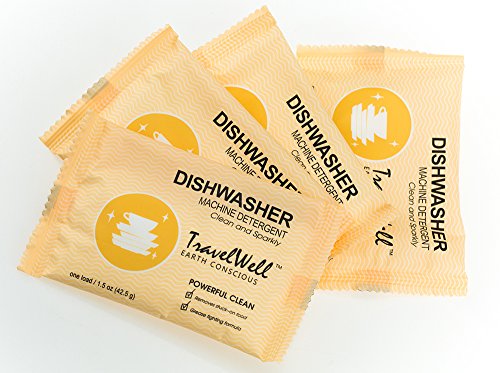 TRAVELWELL Individually Wrapped Powder Dish Detergent,1.5 Ounce per Bag,100 Bags per Case Dishwasher Rinse Aid Hotel Toiletries Amenities Powder Dish Soap