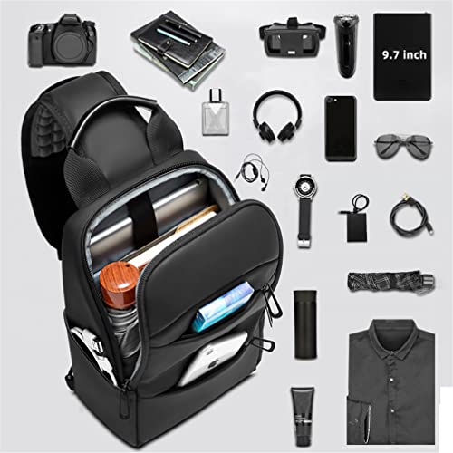 Messenger Bag for Men,Small Black Sling Crossbody Bags,Waterproof Daypacks,Hiking Biking Shoulder Bag